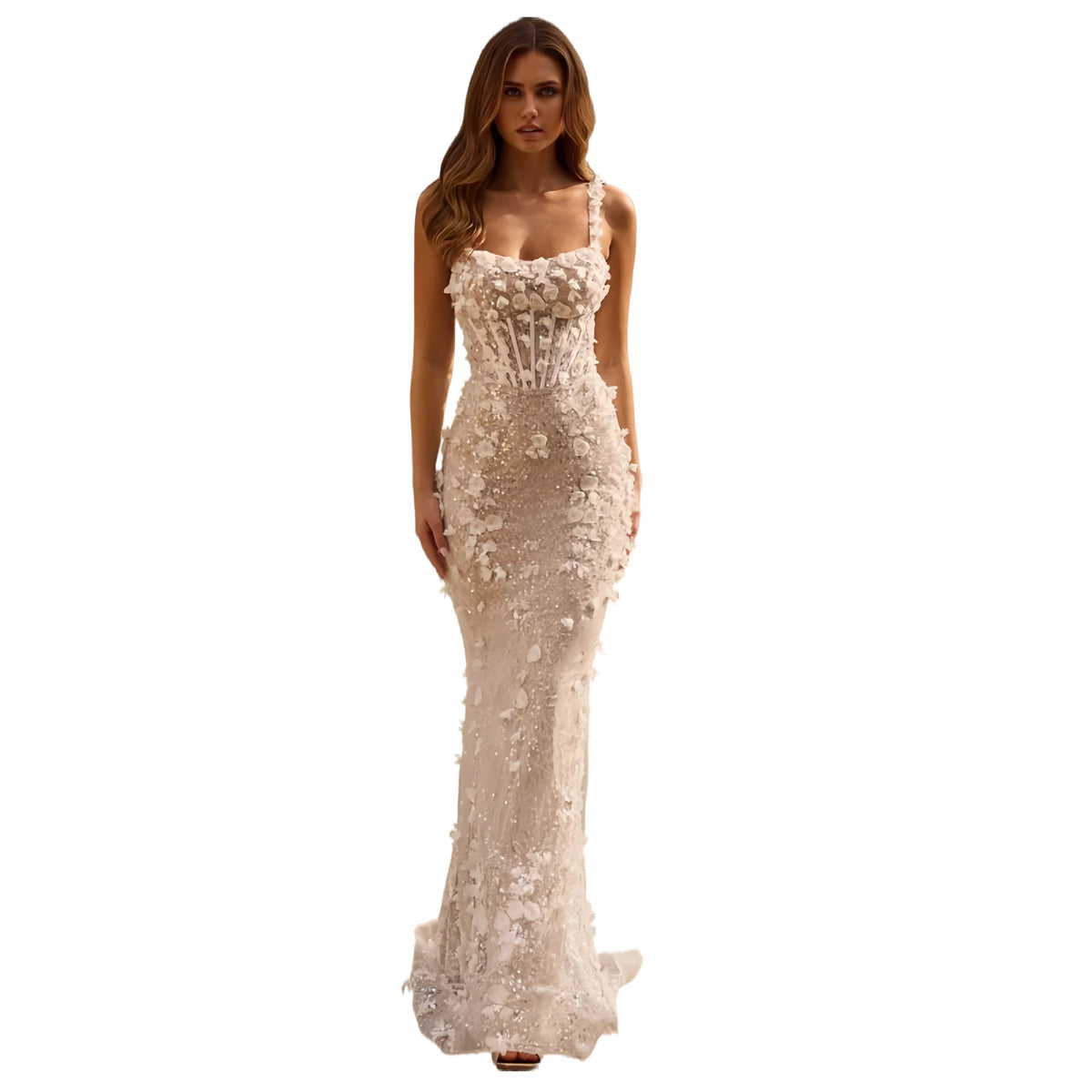 Lace Appliquéd Mermaid Wedding Dresses Tulle Sweetheart 3D Flowers Prom Dress Vintage Custom Made Bridal Gown Boho