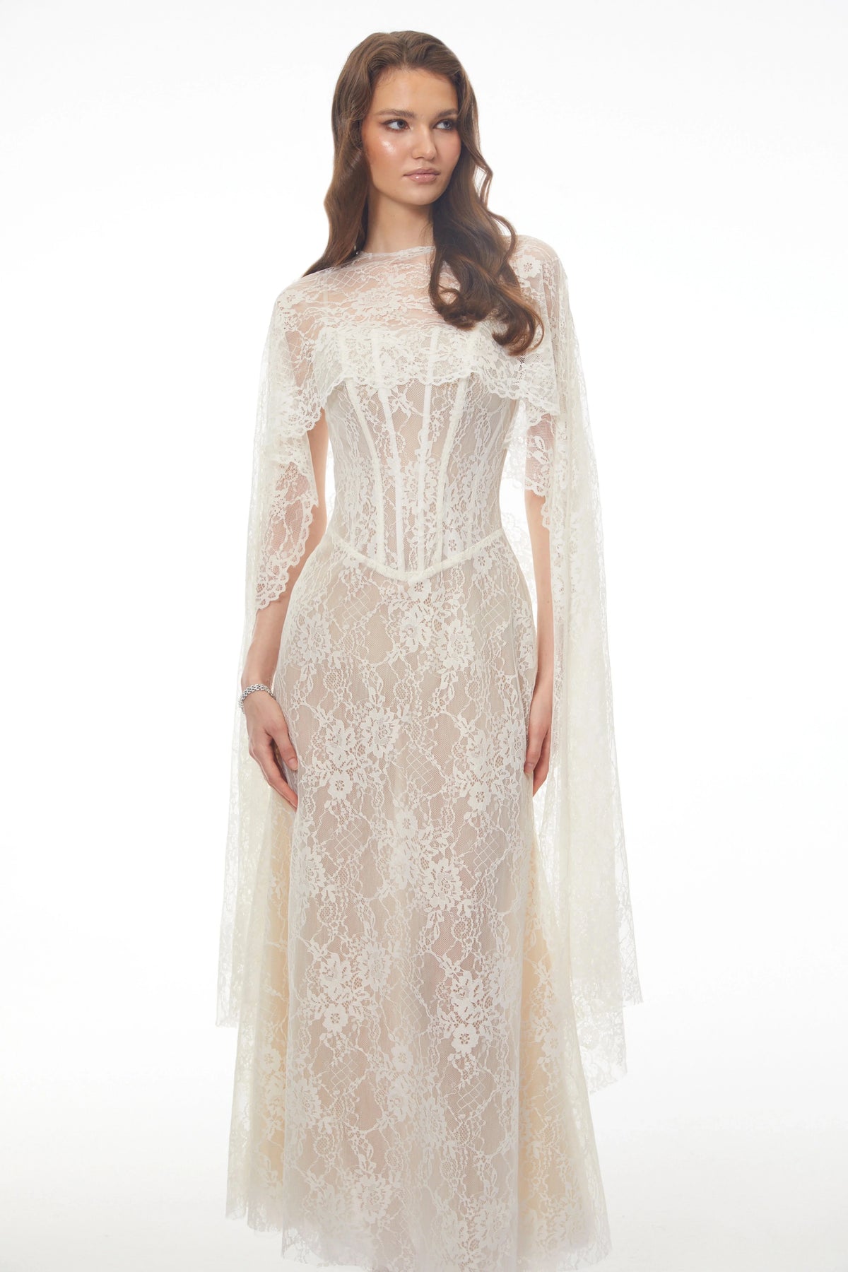Customized Lace High Collar Trumpet Floor-length Bespoke Occasion Woman Elegant Shawl Wedding Prom Dresses High Quality