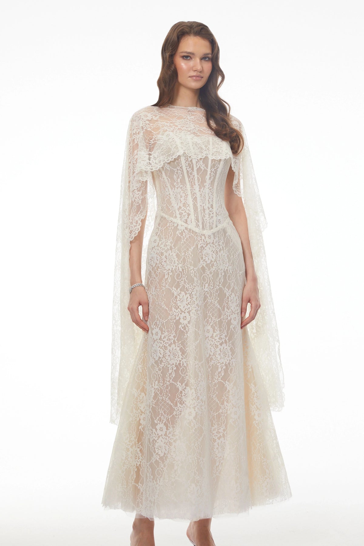 Customized Lace High Collar Trumpet Floor-length Bespoke Occasion Woman Elegant Shawl Wedding Prom Dresses High Quality
