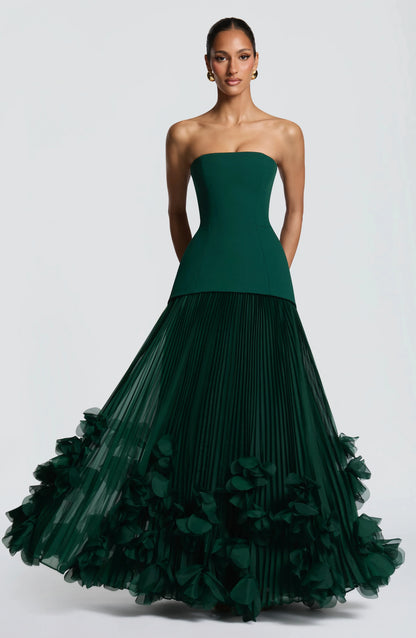 Danni Custom Burgundy Strapless Evening Dress Corset Pleated Prom Dresses Chiffon Vestidos De Noche Formal Evening