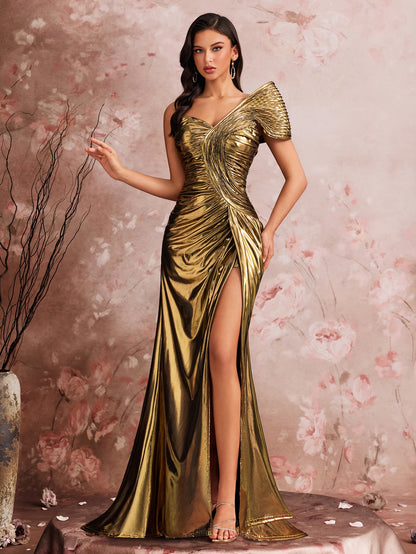 Luxury Slanted Shoulder Fishbone Evening Dresses Woman Waist-cinching Mermaid Wedding Party Elegant Long Formal Prom