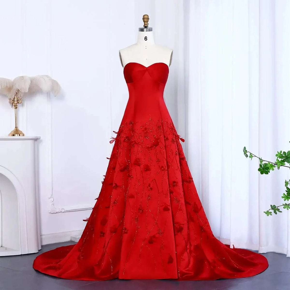 Luxury Dubai Coral Pink Evening Dresses 3D Flowers Sweeheart Wedding Formal Party Dress Saudi Evening Dress Customized