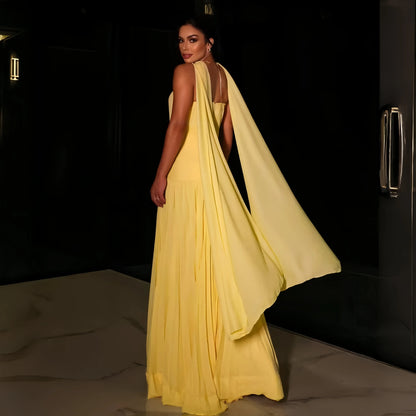 Yellow Ribbons Evening Dresses A Line Pleated Vestido Formales Chiffon Sweetheart Vestidos De Verano 2026 Customized